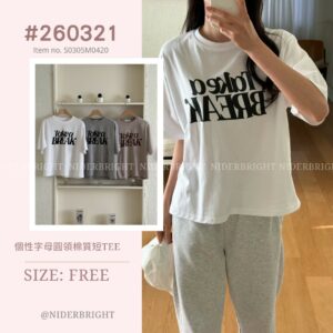 2603#21 個性字母圓領棉質短TEE